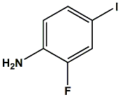 Chemical diagram for 2-Fluoro-4-iodoaniline Cas # 29632-74-4